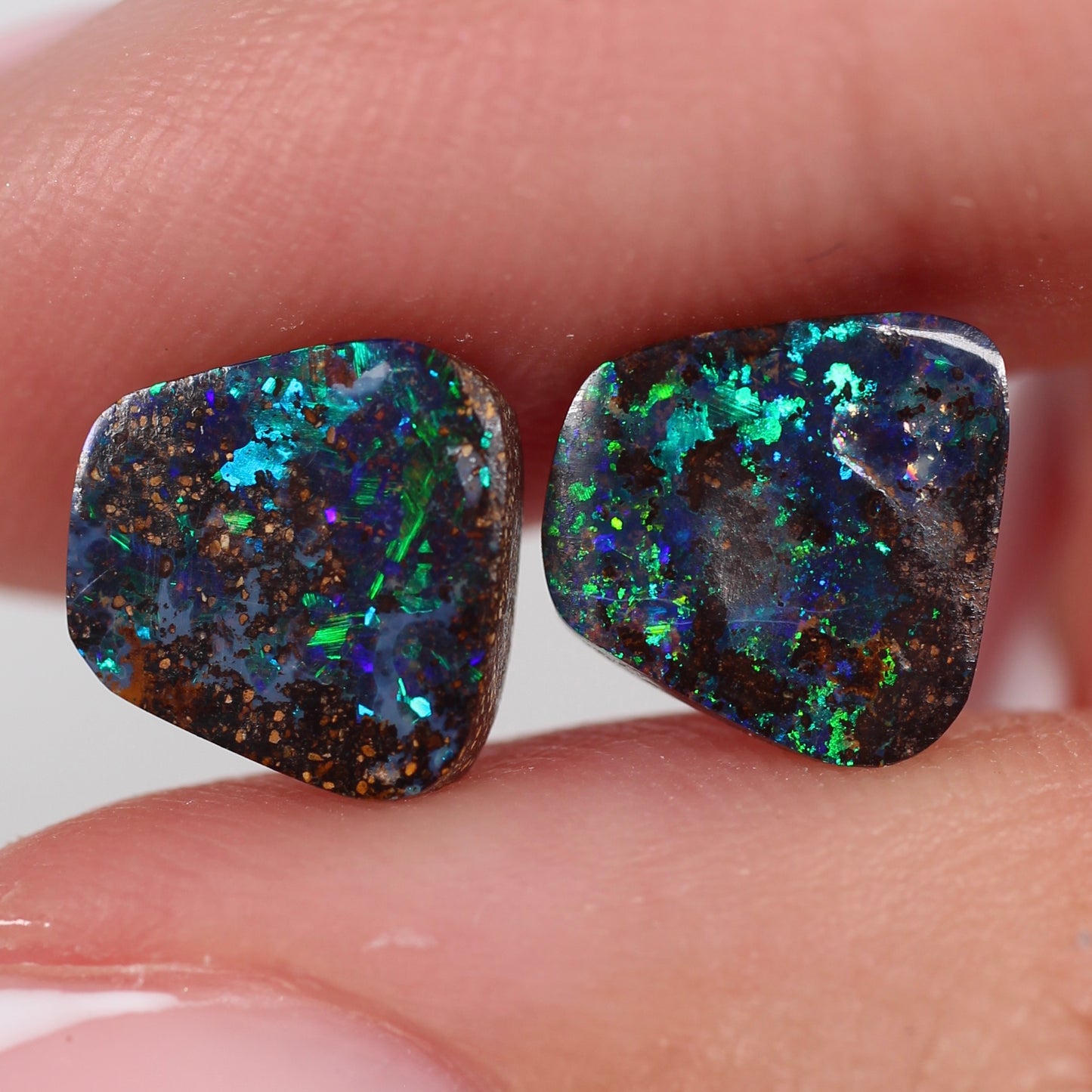 4.05ct (8.1 x 8.3 x 2.9mm) Boulder Opal Pair