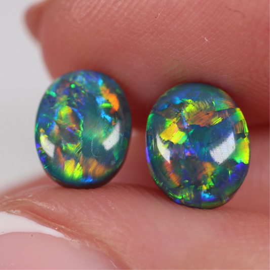 3ct (8.2x6.4x4.2mm) Black Opal Pair