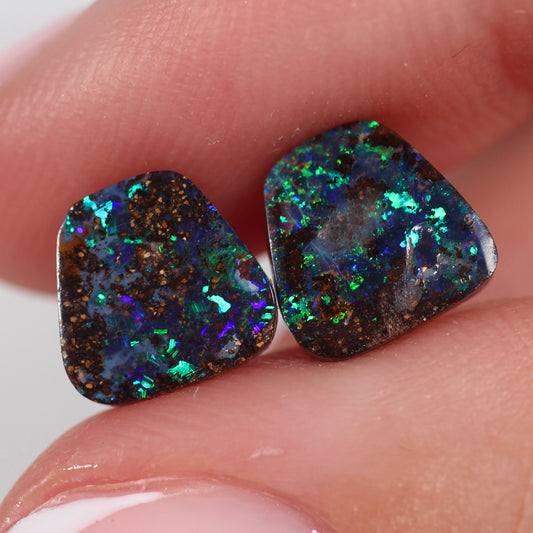4.05ct (8.1 x 8.3 x 2.9mm) Boulder Opal Pair